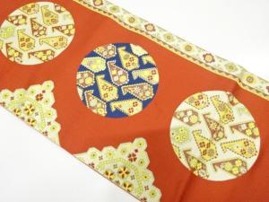 本場筑前博多　丸に花更紗模様織り出し　名古屋帯